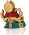 Small Statue of Lord Ganesha in Solid Brass with Stone Work