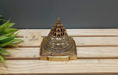 Brass Lakshmi Meru Shriparni Yantra Pyramid Statue