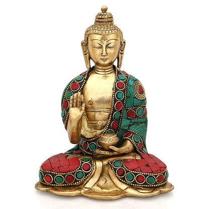 Brass Abhaya Sakyamuni Buddha Idol Showpiece Bts220