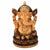 Hand Carved Painted Ganesha Wooden Idol in Sitting Position