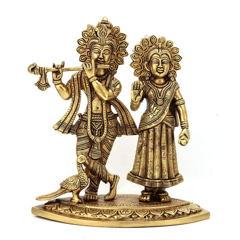 Standing Radha Krishna Brass Idol Murti Statue