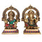 Brass Laxmi Ganesha Idol Murti Sitting On Singhasan Statue 