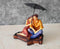 Miniatures Romantic Couple Under Umbrella Statue Showpiece