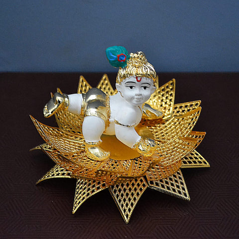 Resin Gold Plated Laddu Gopal Idol with Gifting Box