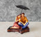 Miniatures Romantic Couple Under Umbrella Statue Showpiece