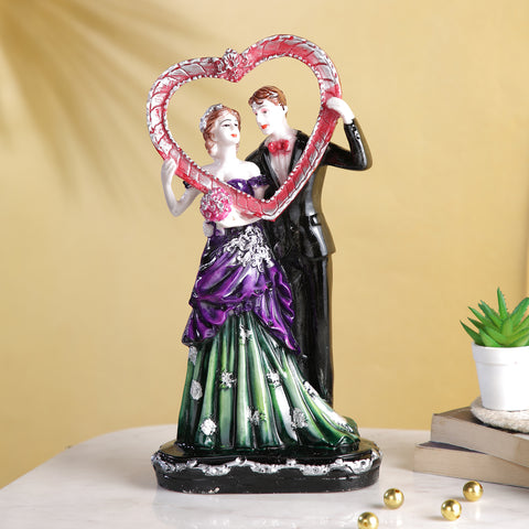 Romantic Couple With Heart Resin Gift Showpiece 