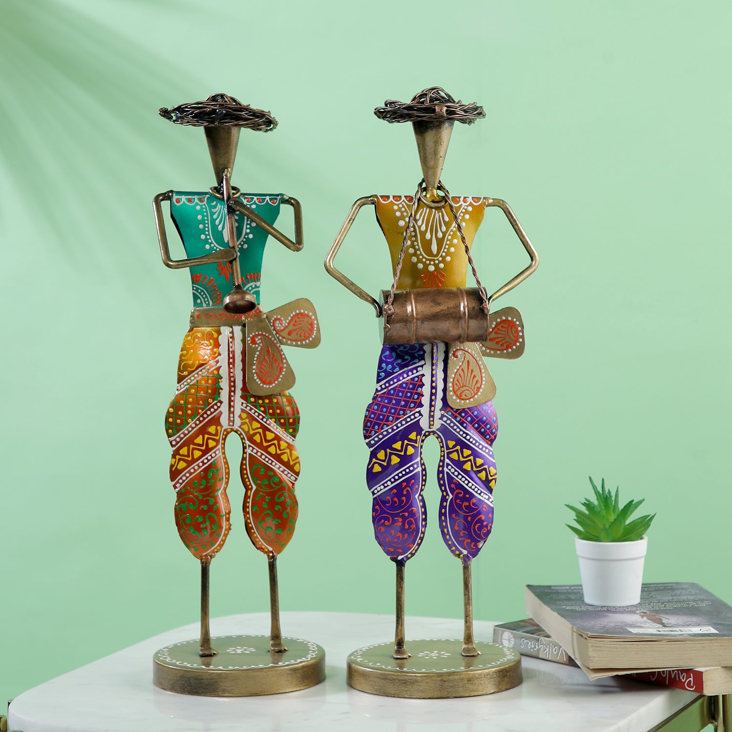 Metal Rajasthani Standing Musician Set 