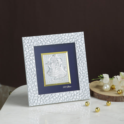 Silver Plated Radhe Krishna Wooden Photo Frame