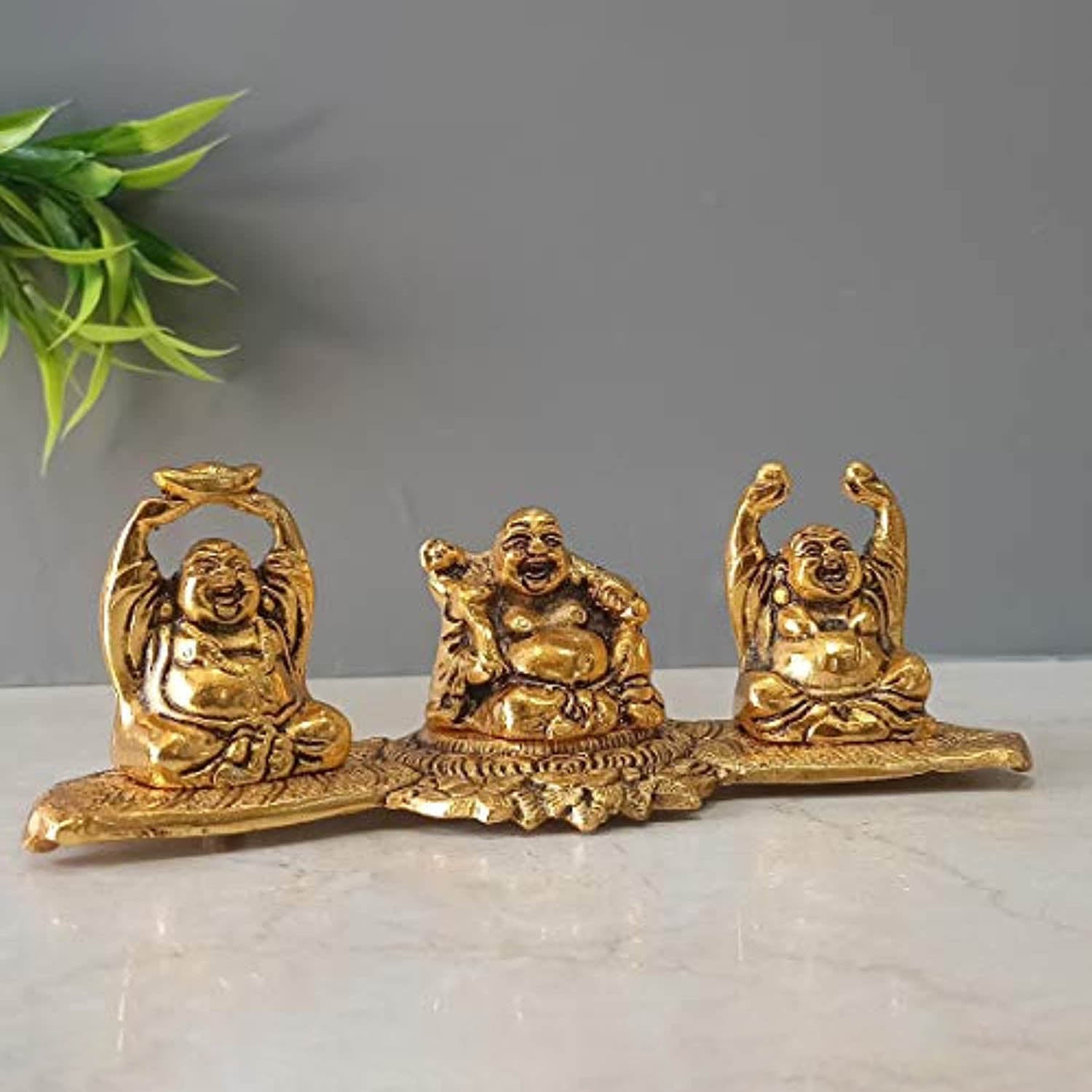 Metal Laughing Buddha Idol Statue Showpiece