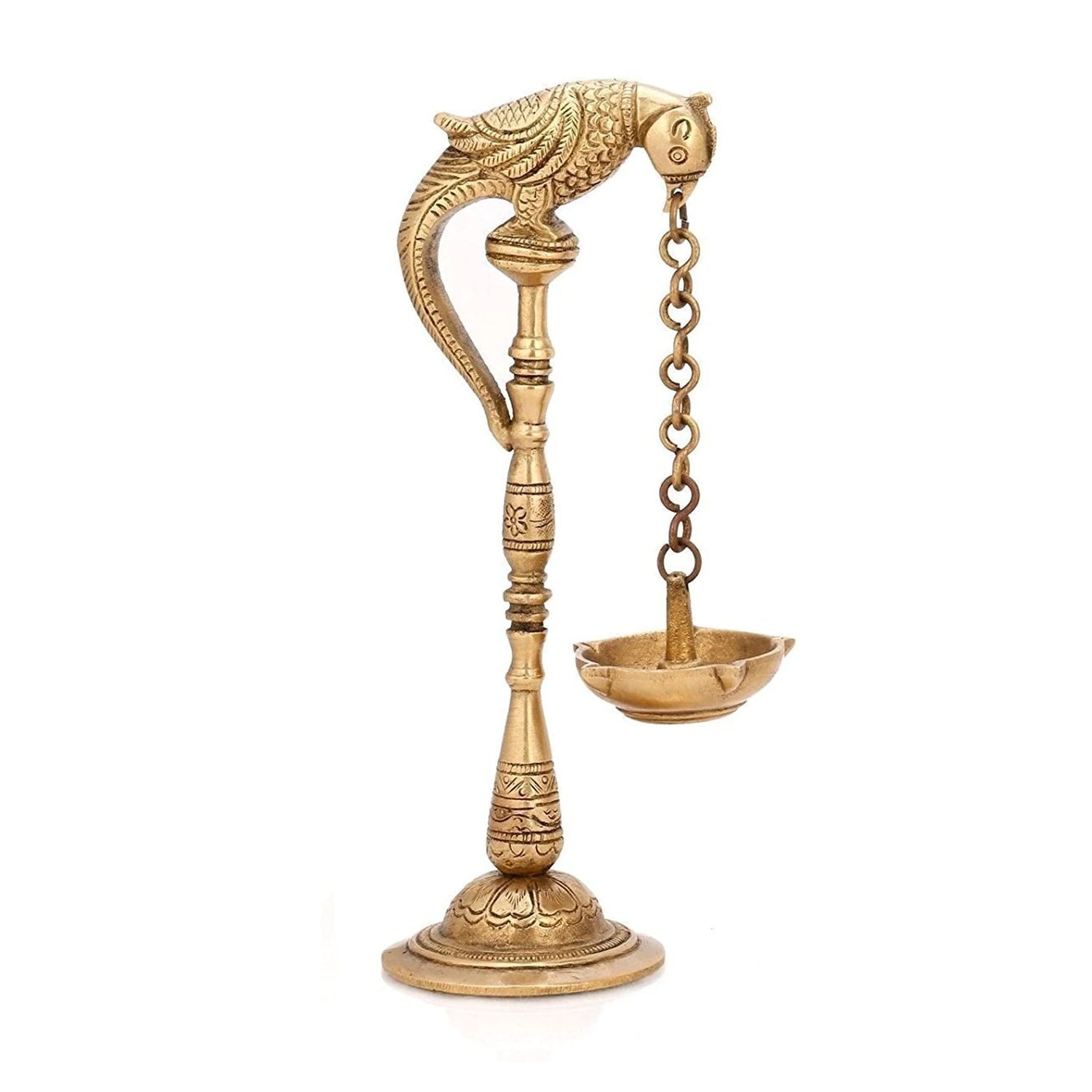 Brass parrot Diya Oil Lamp Hanging Deepak Golden Finish