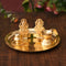 Metal Lakshmi Ganesh Puja Thali with incense holder