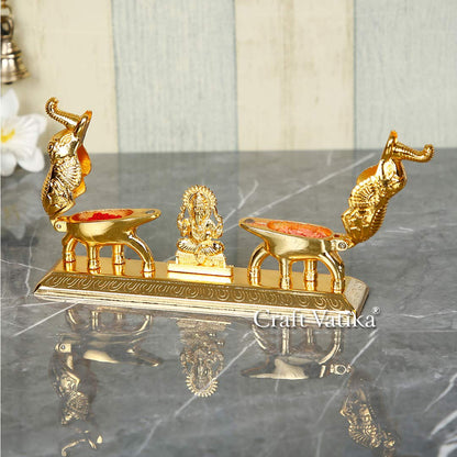 Metal Ganesha Chandan Roli Kumkum Dani Box 