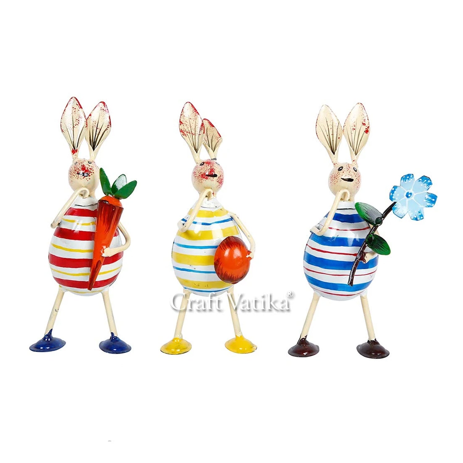 Metal Rabbit Egg Animal Painted Showpiece