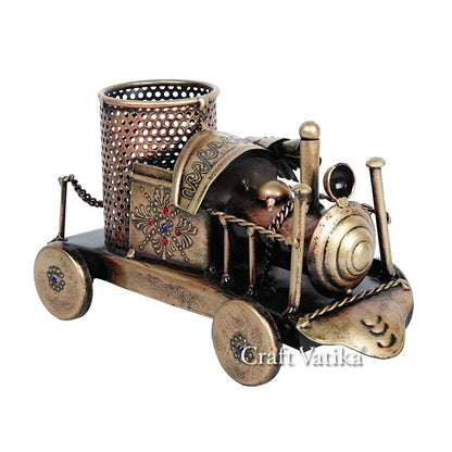 Iron Train Engine Pen Stand Showpiece
