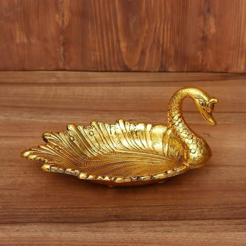 Metal Swan Shape Serving Tray Showpiece