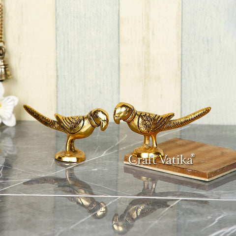 Metal Parrot Statue (Set Of 2)