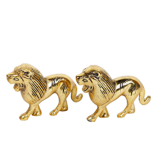 Handmade Metal Lion Decorative Showpiece Golden