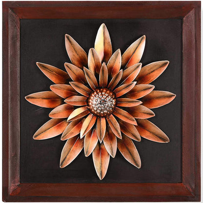 Metal Sunflower On MDF Panel Wall Hanging Showpiece