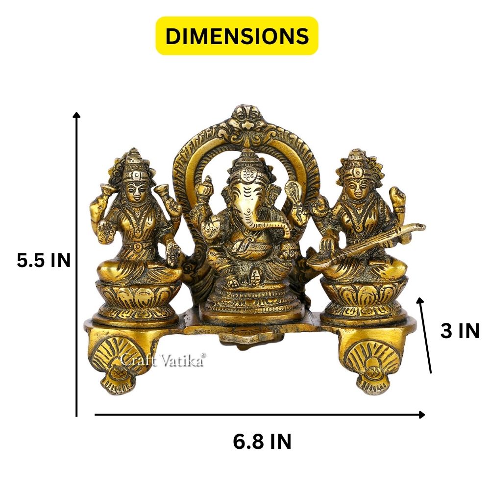 Brass Lakshmi Ganesha Saraswati Idol Murti Statue Lgbs107