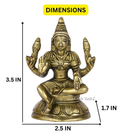 Brass Blessing Laxmi Idol Sitting On Round Base Statue Lbs106