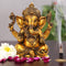 Golden Lord Taj Ganesha Brass Puja Statue