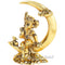 Gold Plated Metal Lord Ganesha Sitting on Moon Idol