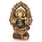 Blessing Ganesha Idol Sculpture sitting on Singhasan statue