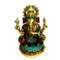 Large Brass Lord Ganesh Idol Sitting on Lotus Statue