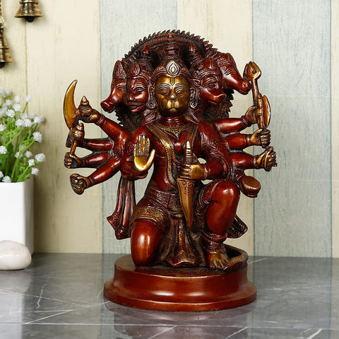 Panchmukhi Hanuman Murti Brass Idol 