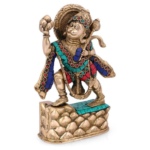 Handcrafted Hanuman Lifted Sanjeevani Mountain Idol Sculptures Showpiece