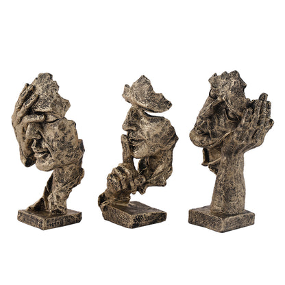 Human Face Decorative Resin Showpiece (Set of 3) 