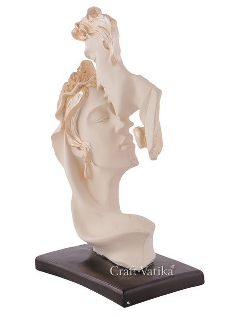 Human Face Love Couple Sculptures Showpieces,