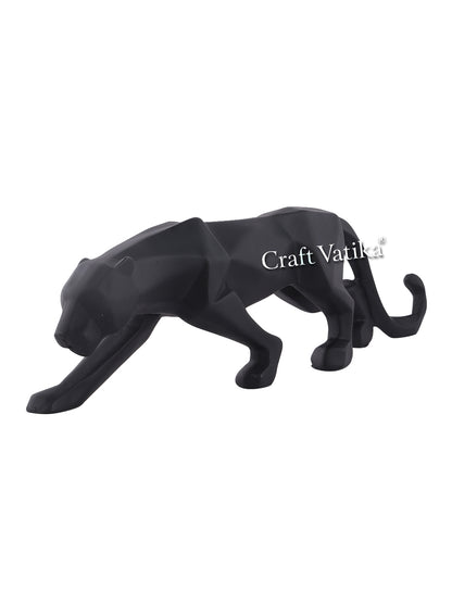 Geometric Polyresin Black Panther Decorative Showpiece