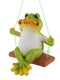 Polyresin Frog on Swing Hanging Statue Showpiece