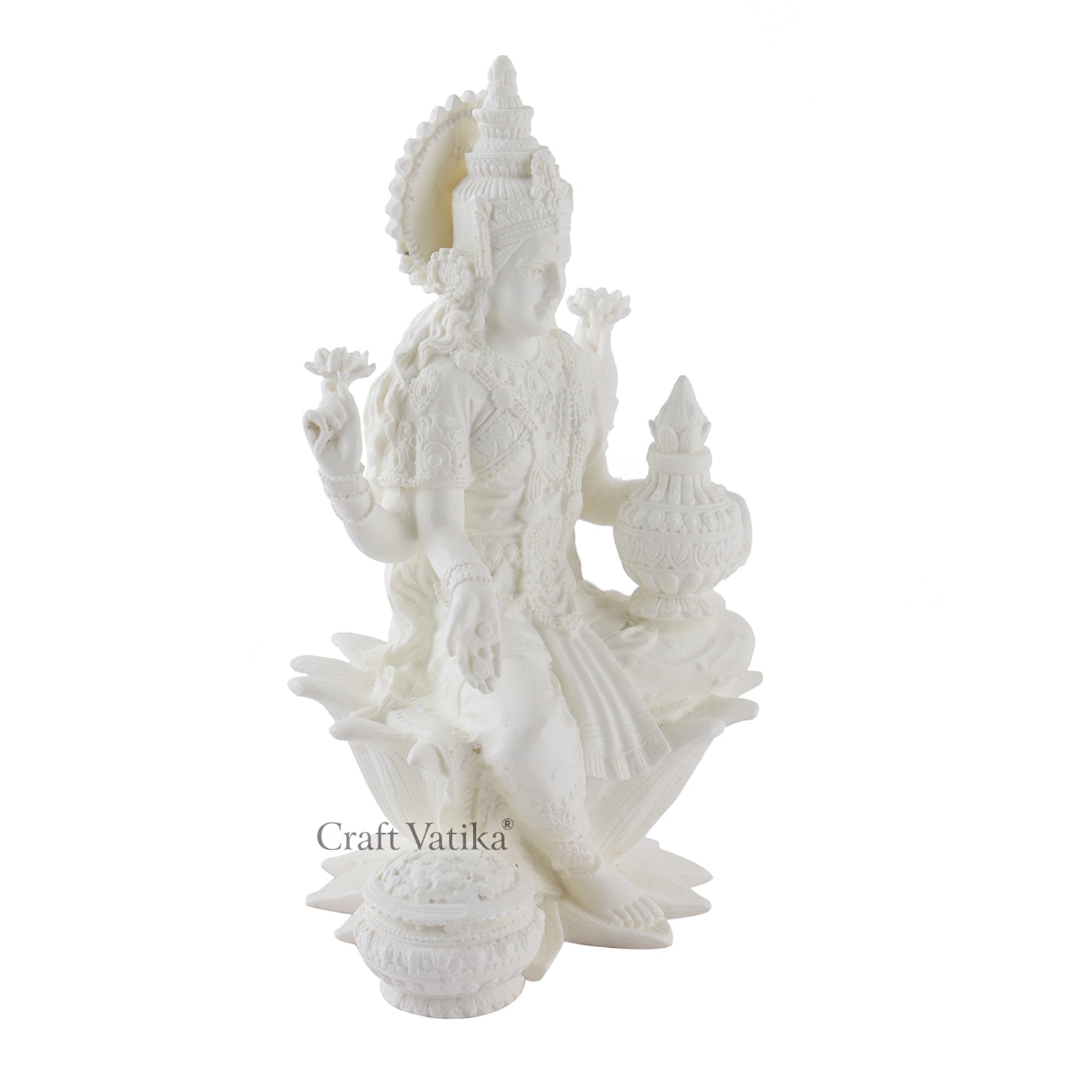 White Marble Dust Goddess Laxmi Idol Decorative Showpiece