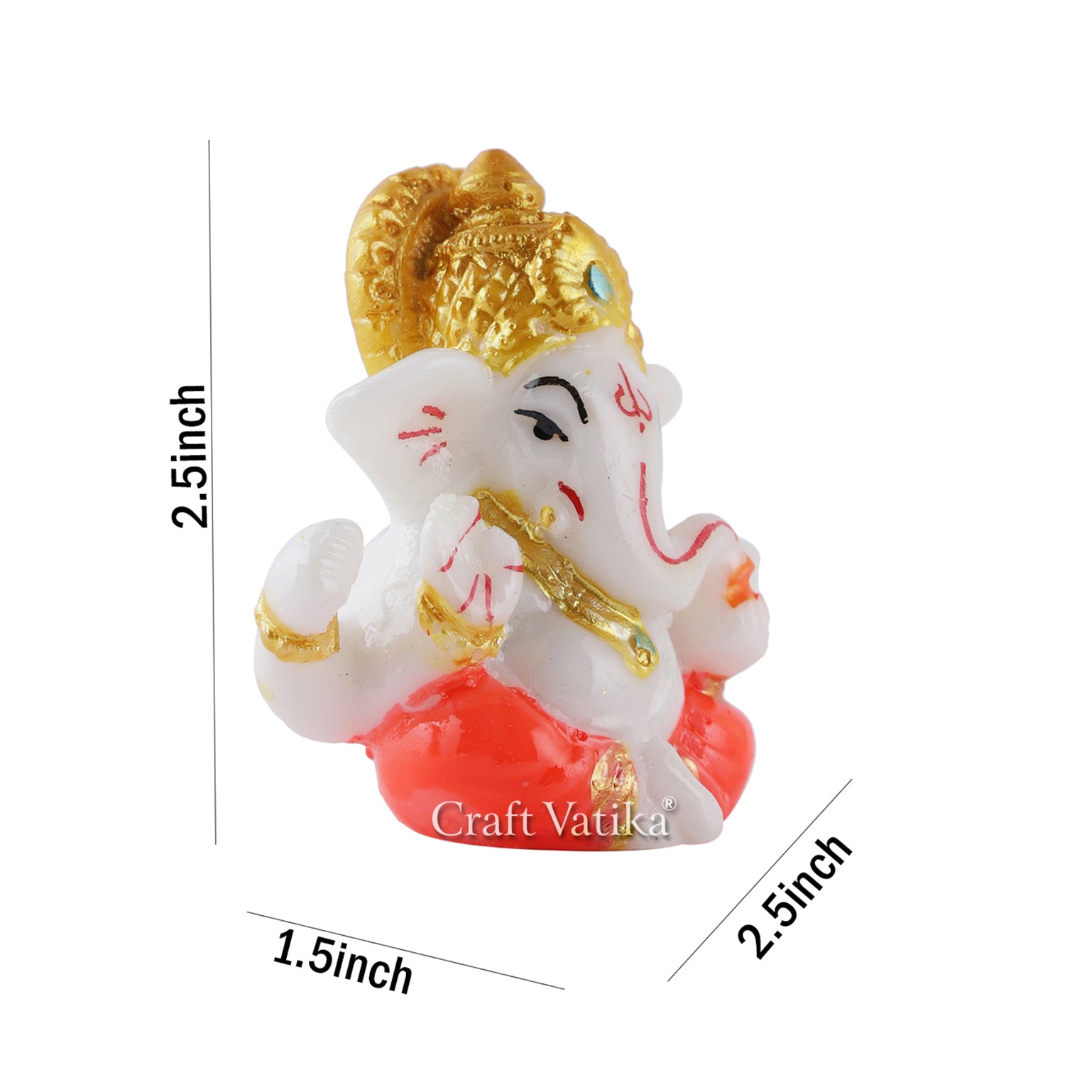 Ceramic Ganesh Idol Murti, 2.5 x 2.5 x 1.5 Inches
