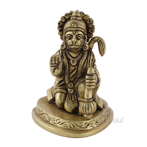 Blessing Lord Hanuman Brass Idol Murti Statue