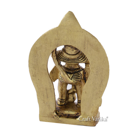 Brass Hanuman Idol Tearing His Chest Statue