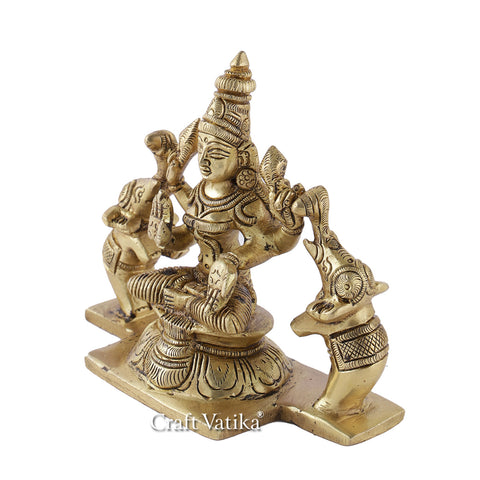 Brass Sitting Goddess Laxmi Idol Murti Statue
