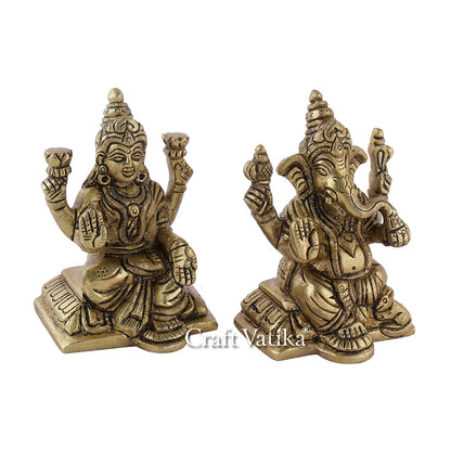 Brass Pair Of Laxmi Ganesha Idol Murti Statue