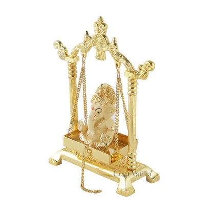 Ceramic Lord Ganesha idol With Golden Jhula