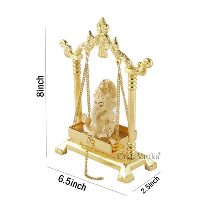 Ceramic Lord Ganesha idol With Golden Jhula