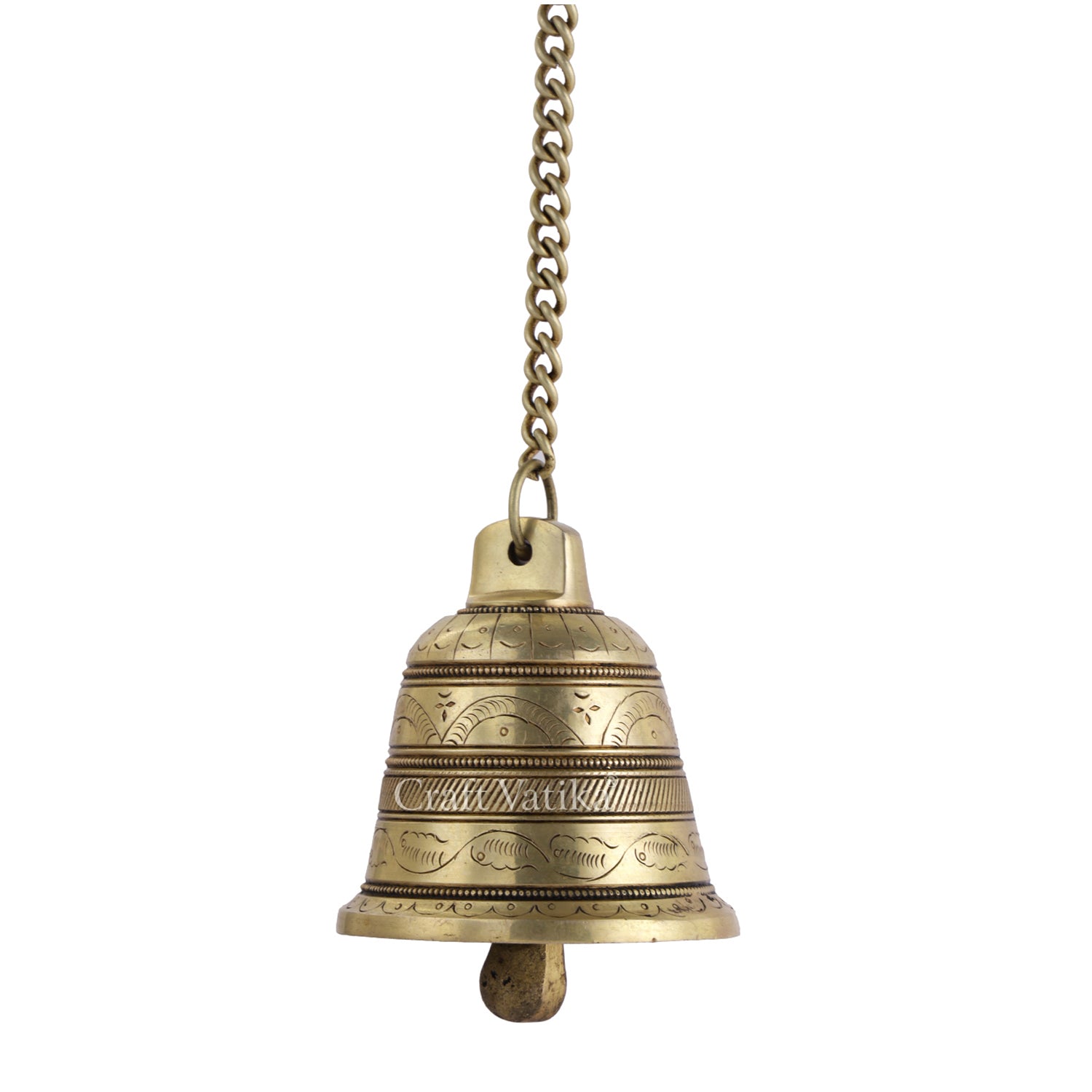 Brass Hanging Bell With Chain And Hook For Temple Dfbw161