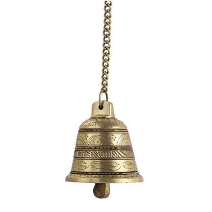 Brass Hanging Bell With Chain And Hook For Temple Dfbw161