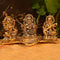 Sitting Laxmi Ganesh Saraswati Idol Murti Platter with Diya Oil Lamp