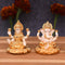 Ceramic Laxmi Ganesh Idol With Gold And Off White Color