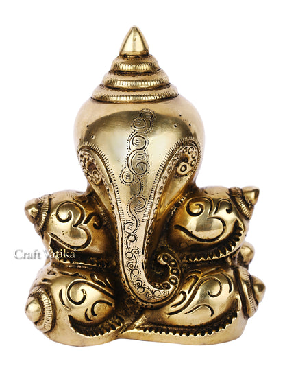 Brass Golden Conch Shaped Ganesh Idol Murti Gbs204