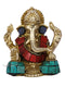 Small Statue Of Lord Ganesha In Solid Brass With Stone Work Gts193