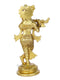 Brass Flute Playing Krishna Showpiece Kbs123