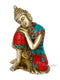 Resting Buddha Brass Idol With Gemstone Hand Work Bts168